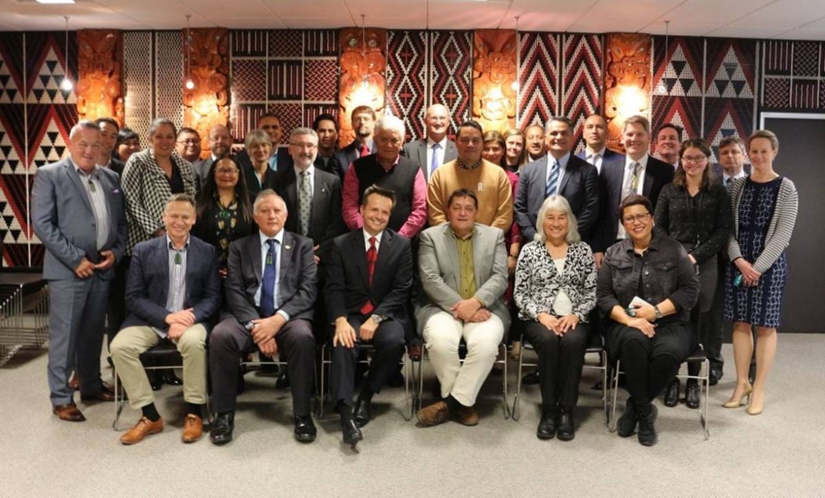Deputy Secretary Trade and Economic Vangelis Vitalis with Te Taumata members, at the signing of the consultation and engagement MOU.. 