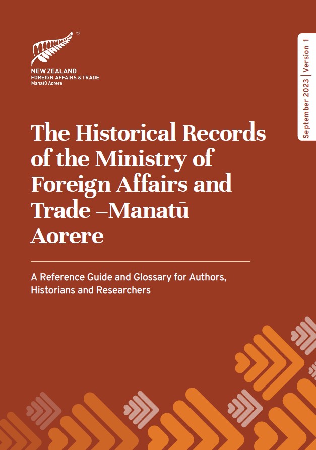 Cover of MFAT's historical records publication. 