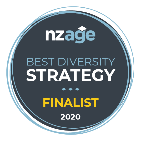 NZ age best diversity strategy finalist 2020 badge. . 
