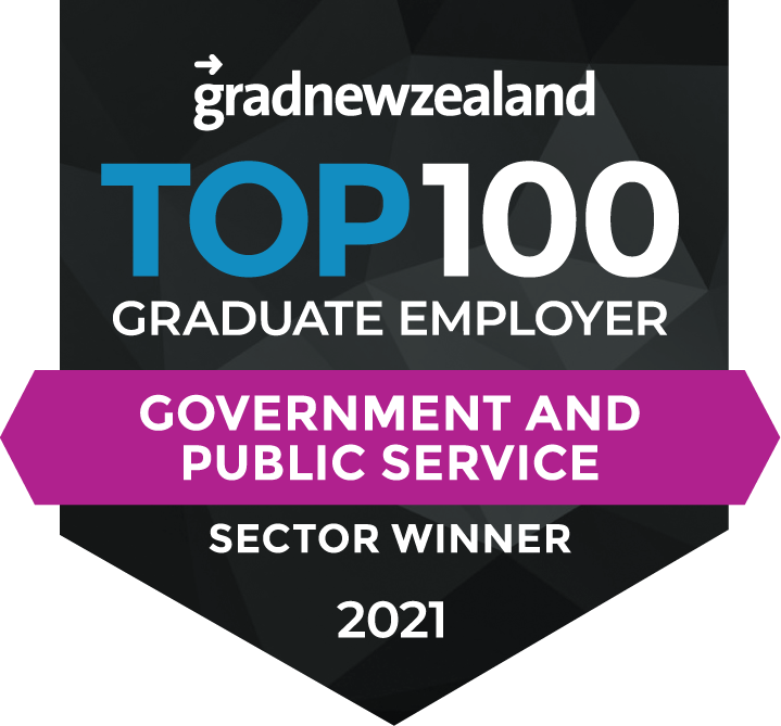 Top 100 graduate employer, government and public service, sector winner 2021..