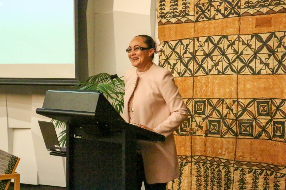 An image of Hon Jenny Salesa, Minister for Building and Construction, Ethnic Communities and Customs, who delivered the keynote address..