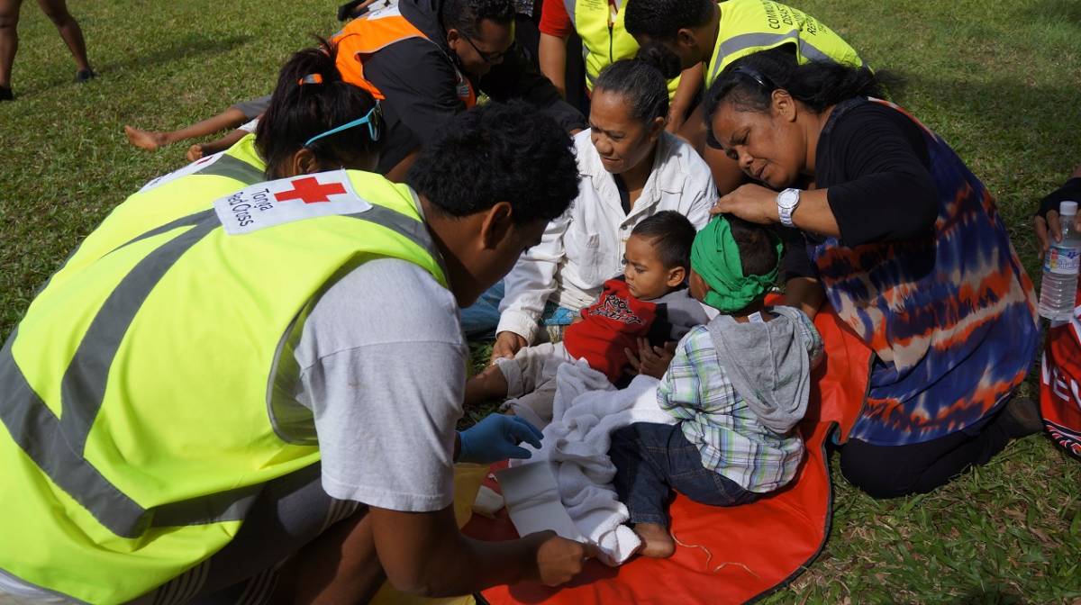 An emergency simulation exercise in Tonga.
