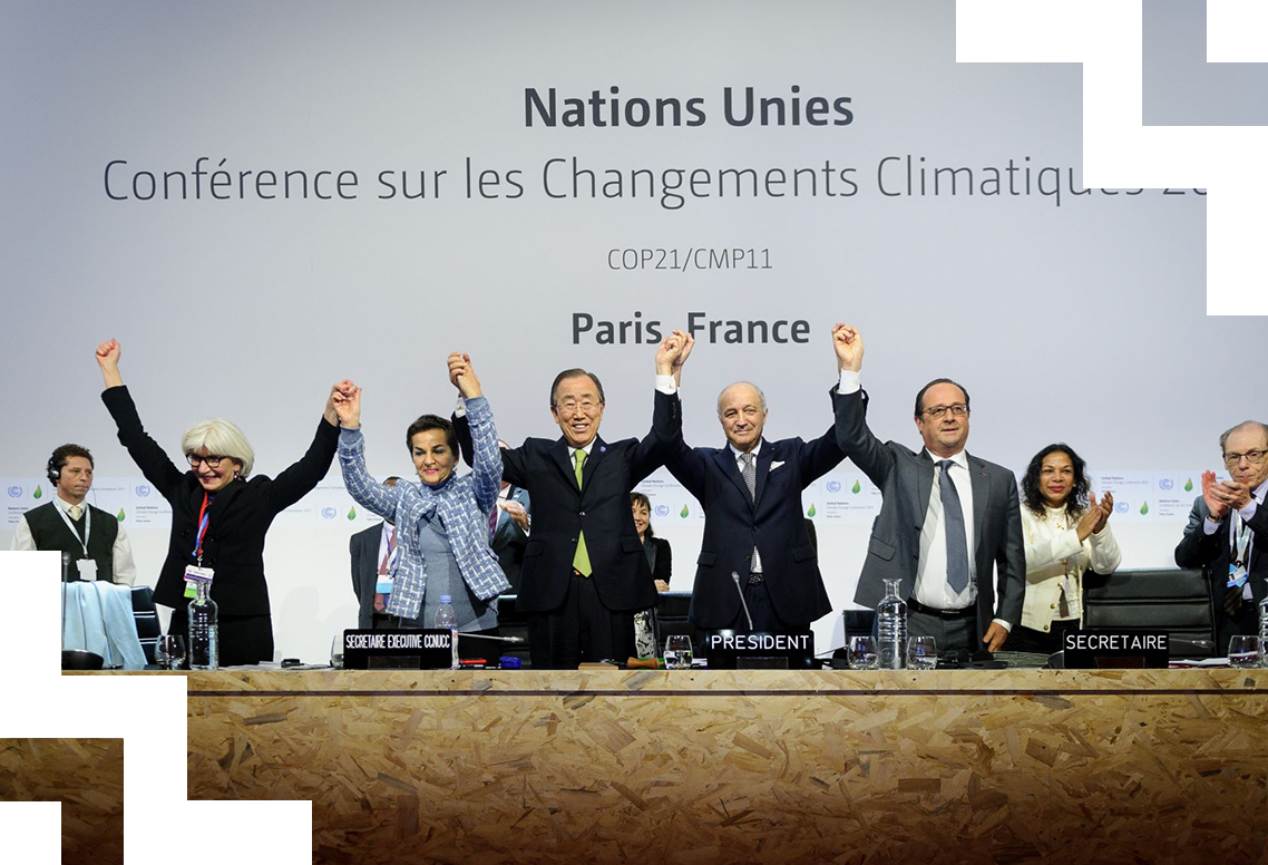 Paris Agreement 2015 podium. 
