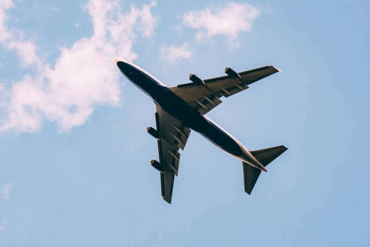 An aeroplane taking off.