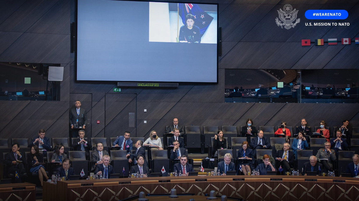 Minister Mahuta addressing NATO.
