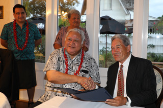 Tuilaepa Sailele Malielegaoi with Winston Peters. 
