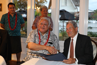 Tuilaepa Sailele Malielegaoi with Winston Peters.