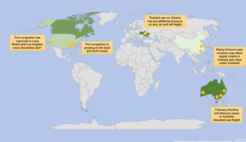 Map of global supply chain issues.