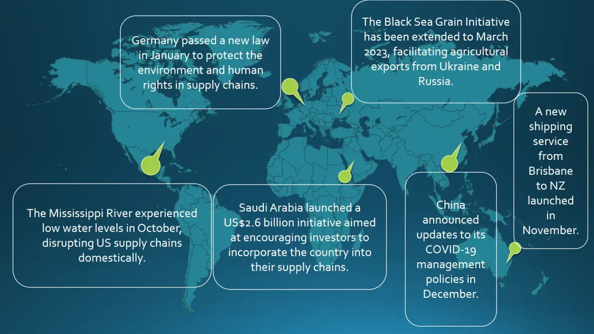 An image of the world map, with pinpoints on the relevant country, summarising details in this report. 