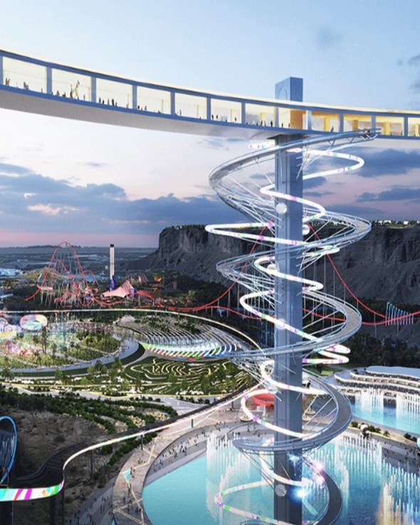 A futuristic city. 
