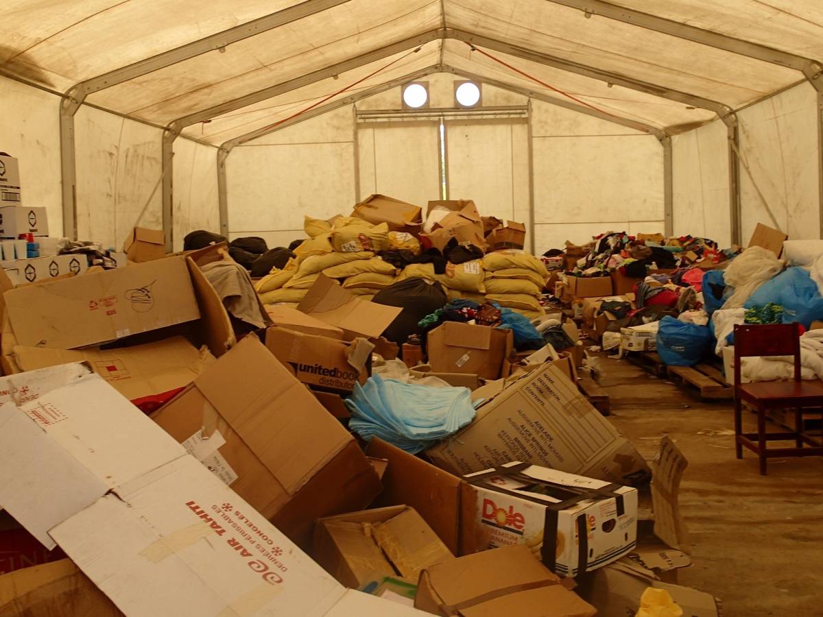 Unrequested goods donated following Tropical Cyclone Pam in 2015..